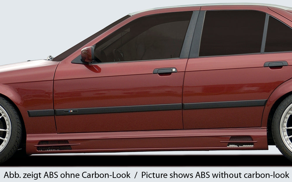 BMW 3er E36 Rieger Seitenschweller rechts, mit Schacht und 2 Ausschnitten, ABS, Carbon-Look,
inkl. Alugitter, Gutachten, Montagezubehör