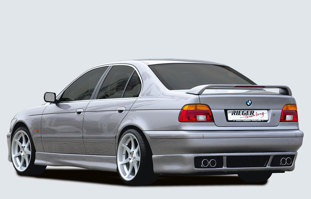 BMW 5er E39 Rieger ESD, seitl. versetzt, mit Prägung, Typ 12 für 5er BMW E39 520i/523i/525i/528i/530i seitl. versetzt, mit Prägung, für RIEGER-Heckansatz, 4x76mm, Edelstahl,
Gutachten