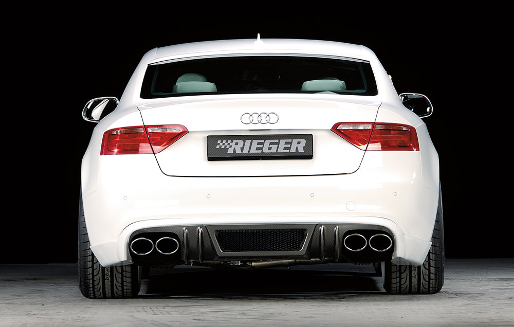 Audi A4 (B8/B81) Rieger ESD Audi A4/A5 (B8) 4Zyl. ø 66mm Anflutung 2,0l TFSI 132/155/165 kW (Quattro u Frontantrieb) links, rechts, mit Y-Adapter, für RIEGER-Heckansatz, 4x115x85mm, Edelstahl,
inkl. Montagezubehör, Gutachten