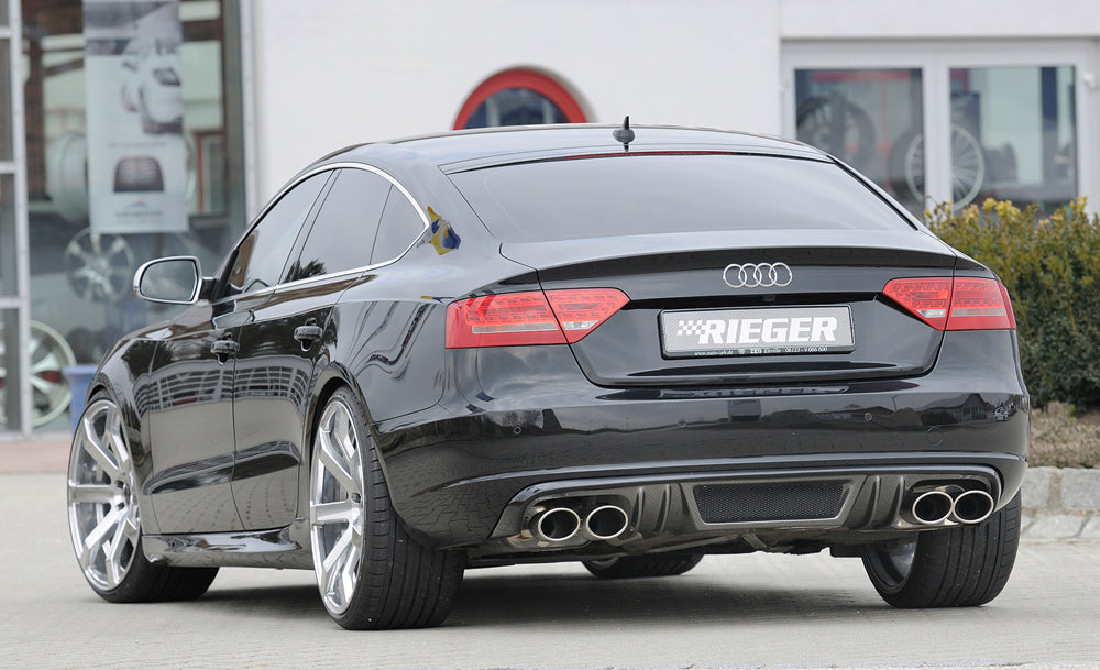 Audi A5 S5 (B8/B81) Rieger ESD links/rechts, Audi S5 (B8) Sportback 3,0l TFSI 245kW (S5 Quattro) 4x115x85mm, für RIEGER-Heckansatz, für RIEGER-Heckeinsatz, links, rechts, Edelstahl,
inkl. Montagezubehör, Gutachten