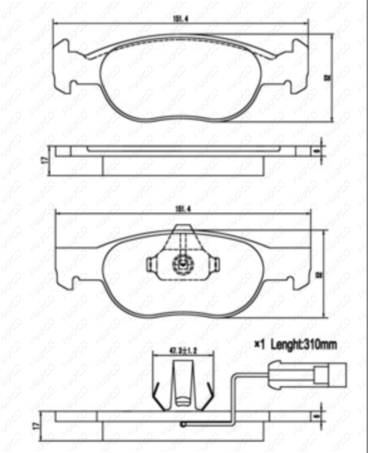 MAPCO Bremsbelagsatz, Scheibenbremse Vorderachse 6404