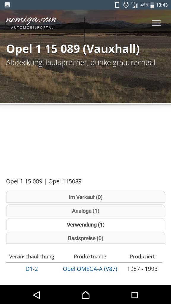 Opel Omega a Boxengitter Armaturenbrett rechts oben braun neu original GM
