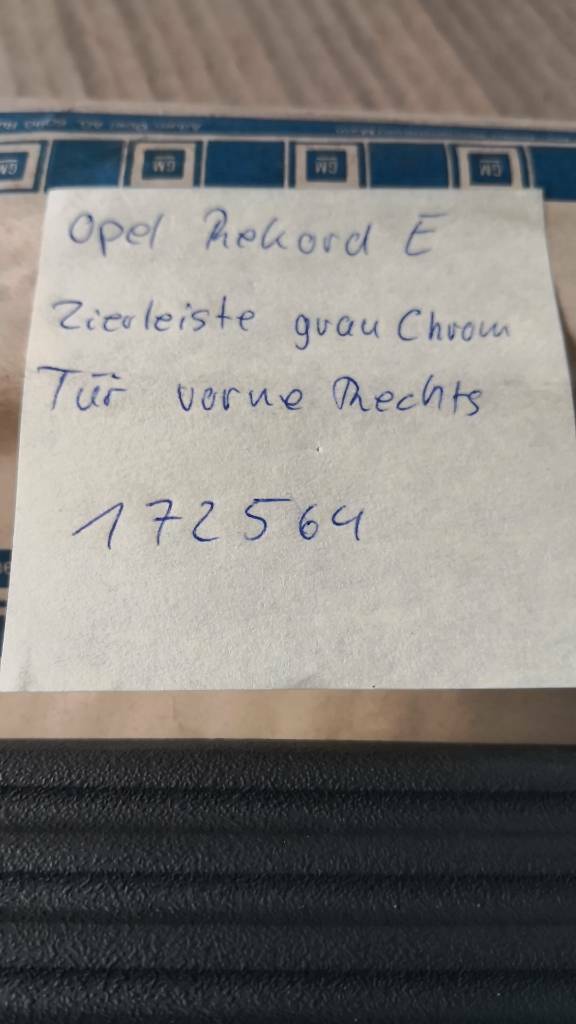 Opel Rekord E Zierleiste Grau Chrom Tür Vorne Rechts Neu Original