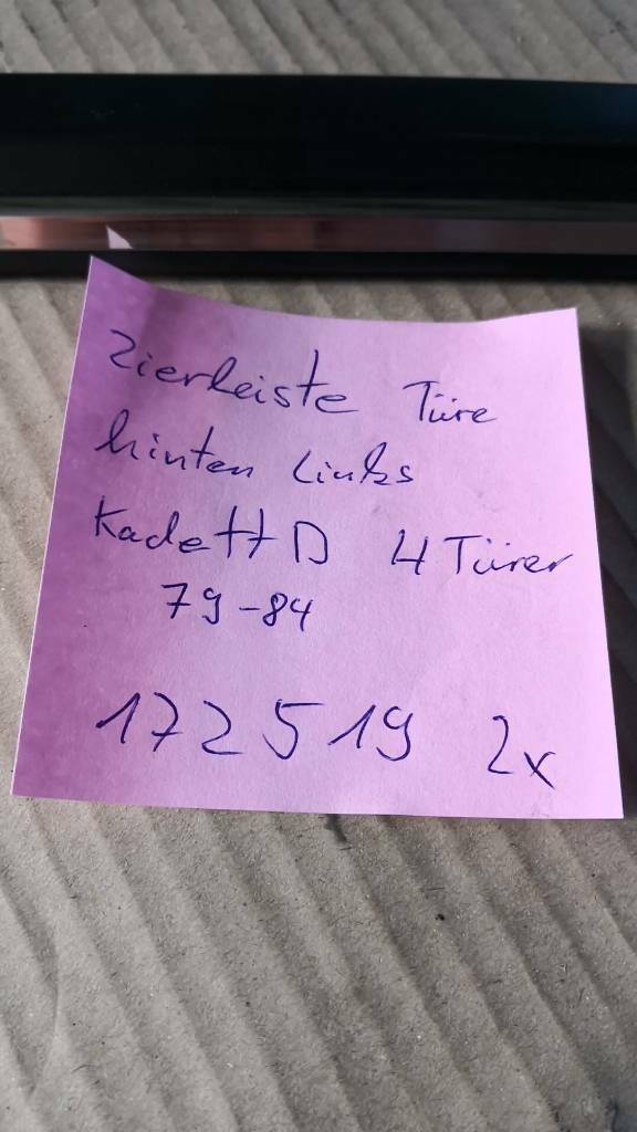 Opel Kadett D Zierleiste Tür Hinten Links Neu Original GM