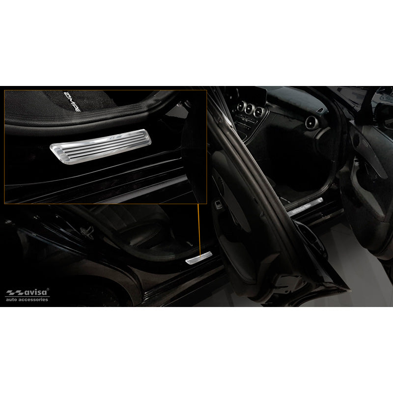 Edelstahl Einstiegsleisten passend für Mercedes C-Klasse W205 2014-2019 & FL 2019-2021 & W206 2021- 2-teilig (Hintertüren)