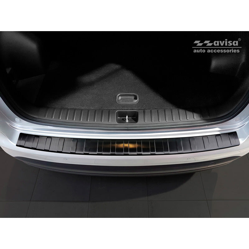 Schwarz Edelstahl Heckstoßstangenschutz passend für Hyundai Tucson FL 2018- 'Ribs'