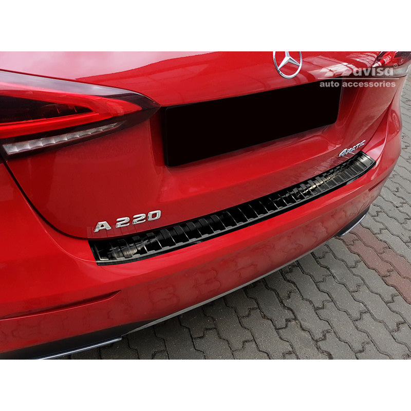 Schwarz Edelstahl Heckstoßstangenschutz passend für Mercedes A-Klasse W177 HB 2018- inkl. AMG & EQ 'Ribs'