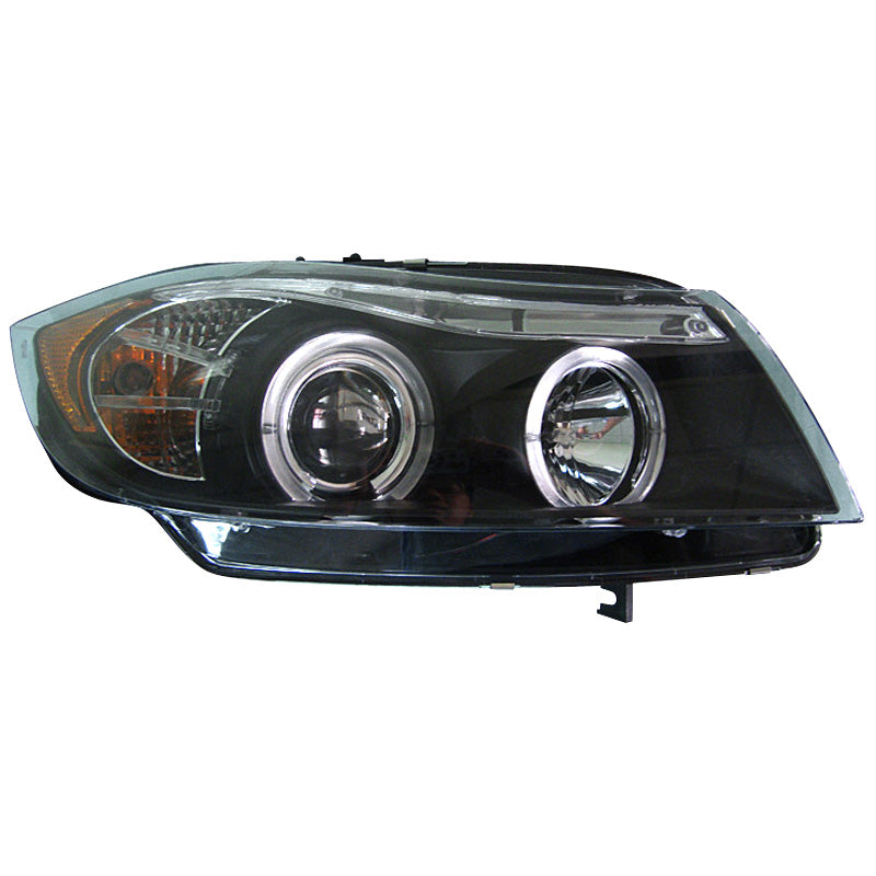 Satz Frontscheinwerfer passend für BMW 3er E90/E91 Limousine/Touring 2005-2008 - Schwarz - inkl. Standlichtringen