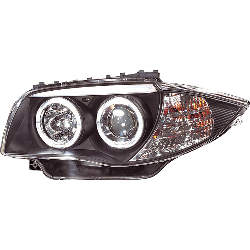 Satz Frontscheinwerfer passend für BMW 1er E81/E87 2004-2011 - Schwarz - inkl. Standlichtringen