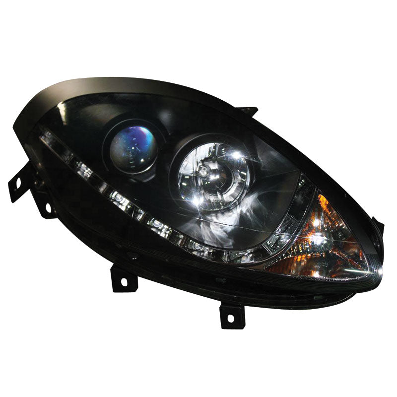Satz Frontscheinwerfer TFL-Look passend für Fiat Bravo 2007- - Schwarz