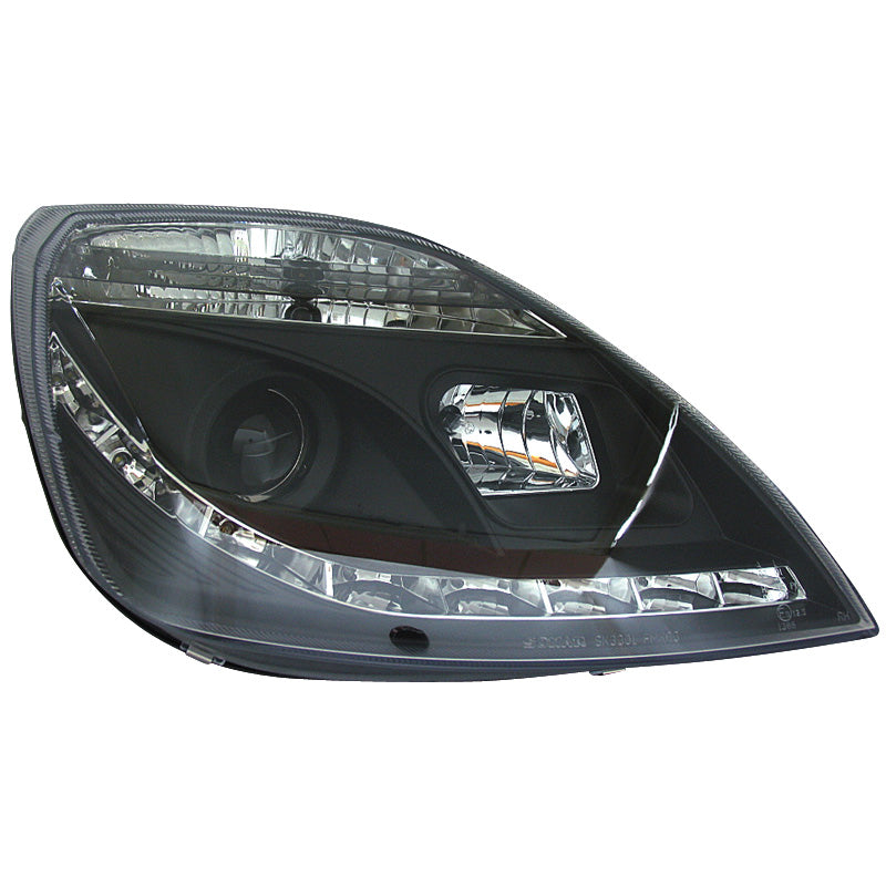 Satz Frontscheinwerfer TFL-Look passend für Ford Fiesta VI 2002-2008 - Schwarz