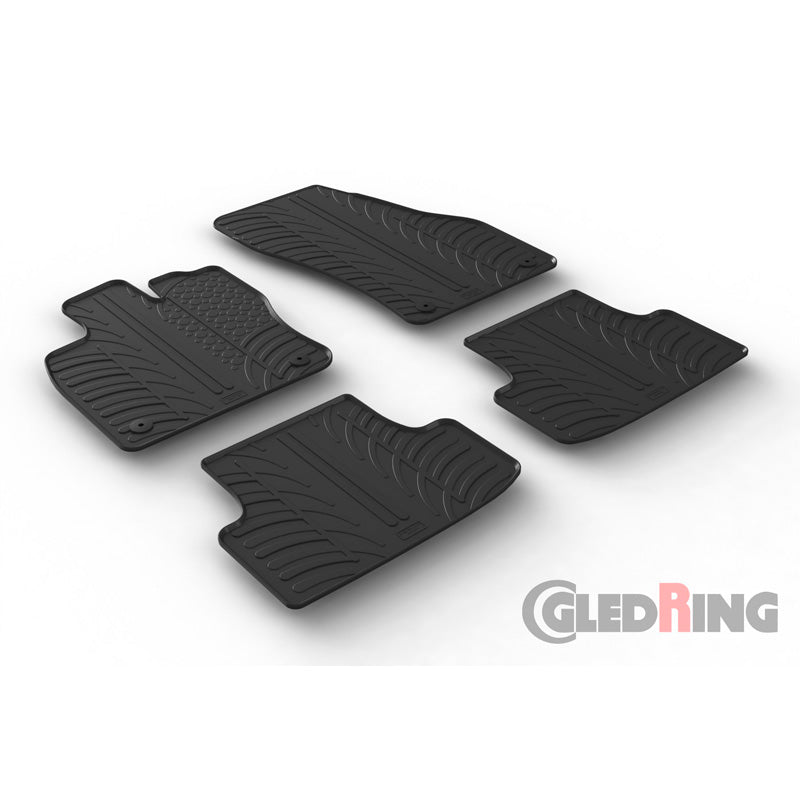 Satz Gummimatten passend für Seat Ateca / Cupra Ateca 5/2016- (T Profil 4-teilig + Montage-clips)