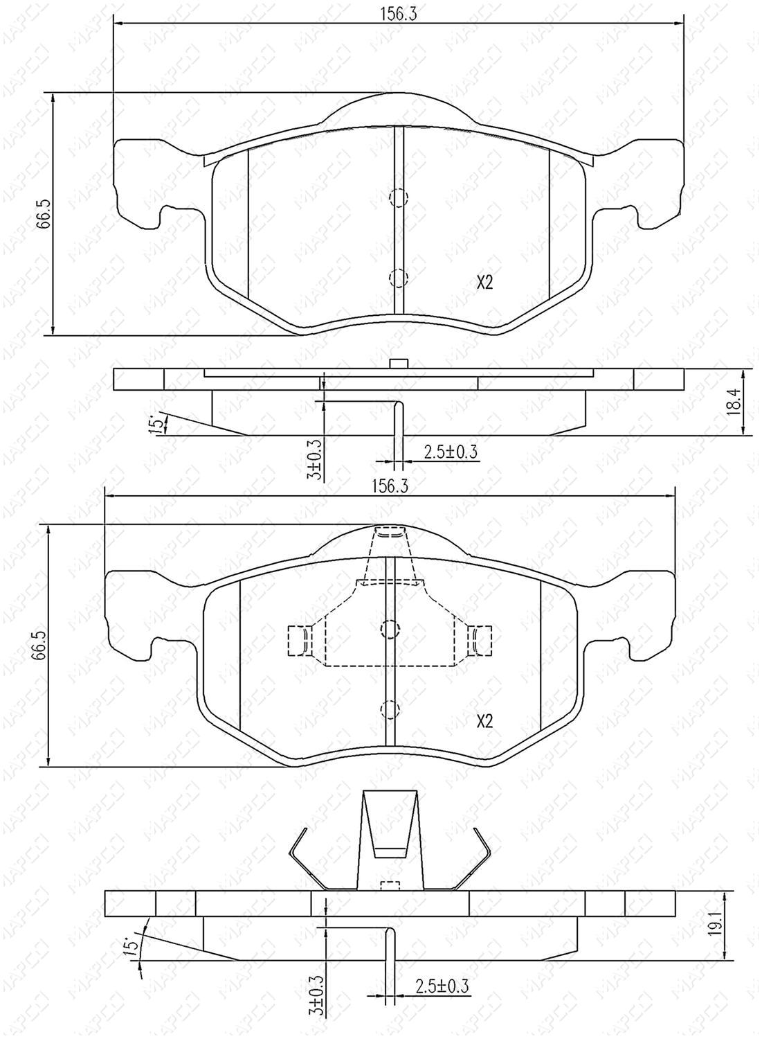 MAPCO Bremsbelagsatz, Scheibenbremse Vorderachse 6731