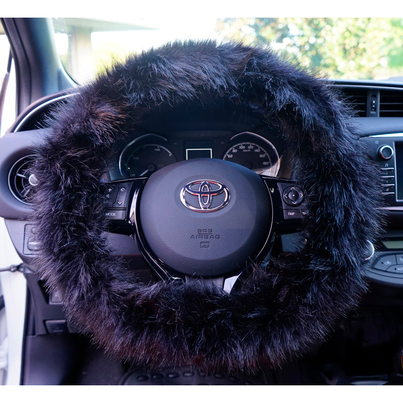Simoni Racing Lenkradhülle Fluffy Fur - 37-39cm - Schwarz