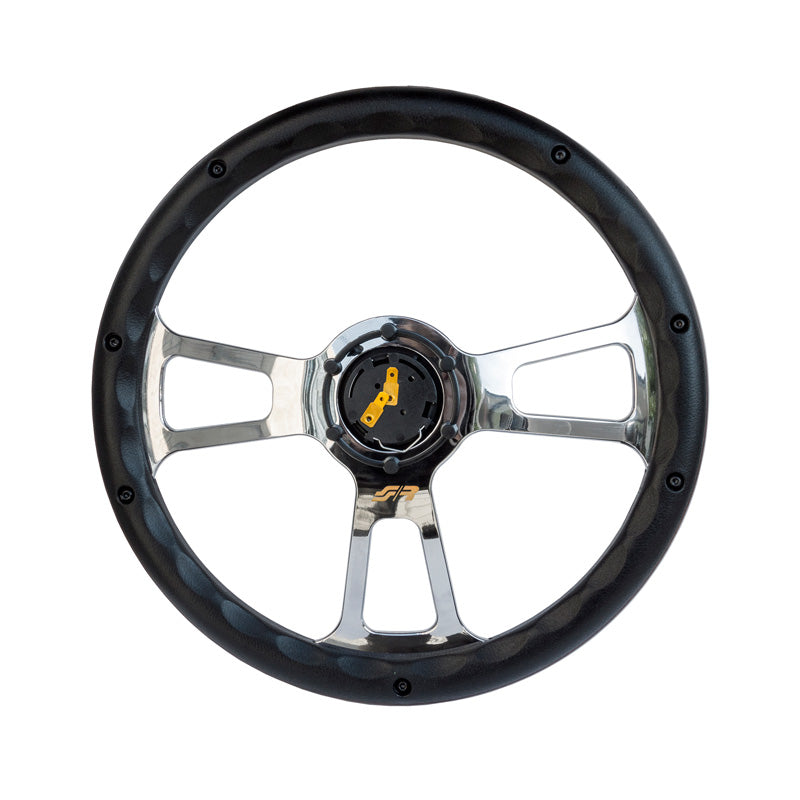 Simoni Racing Sportlenkrad Sella 350mm - Holz-Optik/Schwarz PU + Chrom Speichen