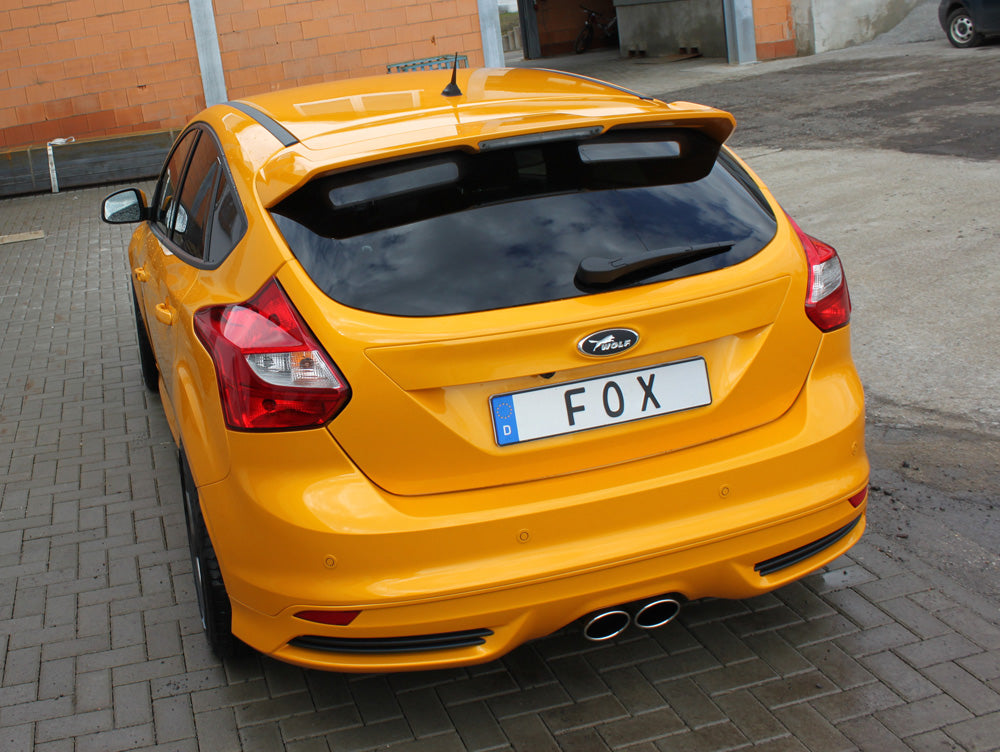 FOX Ford Focus III ST Fließheck Diesel Endschalldämpfer quer Ausgang mittig inkl. Verbindungsrohr - 2x115x85 Typ 32 mittig