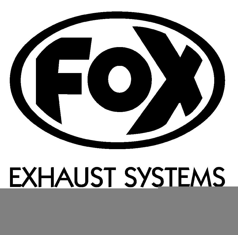 FOX FOX Sticker Schwarz - geplottet Höhe: 370mm Breite: 390mm - FOX Logo mit Schrift "EXHAUST SYSTEMS - Sportauspuffanlagen"