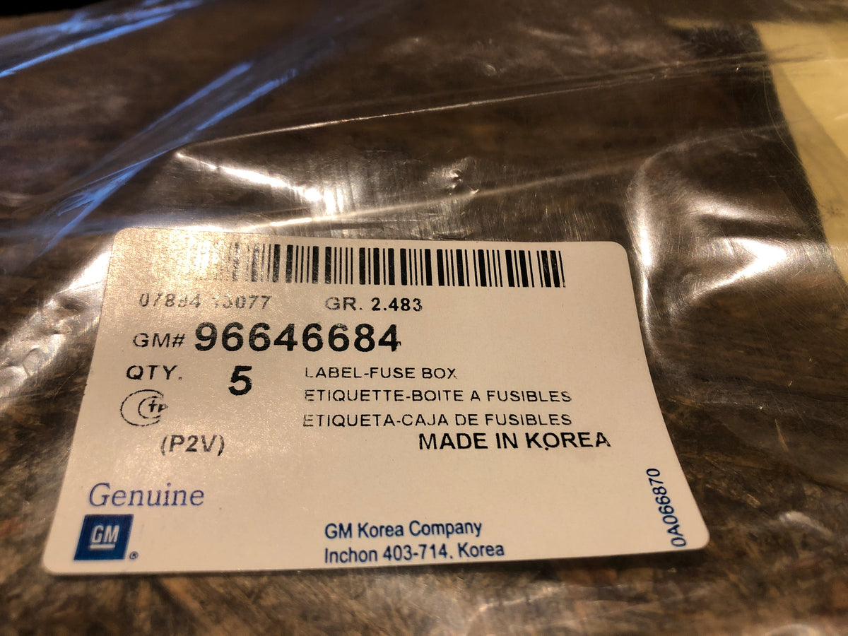 Original GM Chevrolet Epica Aufkleber Sicherungskasten Neu
