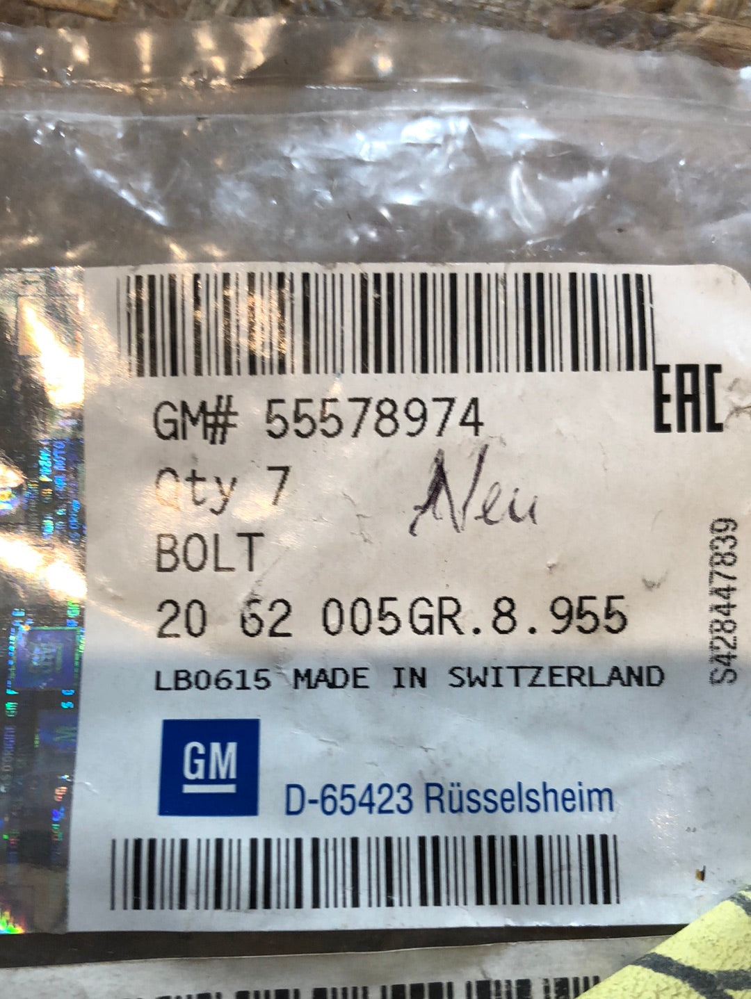 Original GM Opel Mokka Bolzen M10x48 Auspuffkrümmer an Zylinderkopf Neu