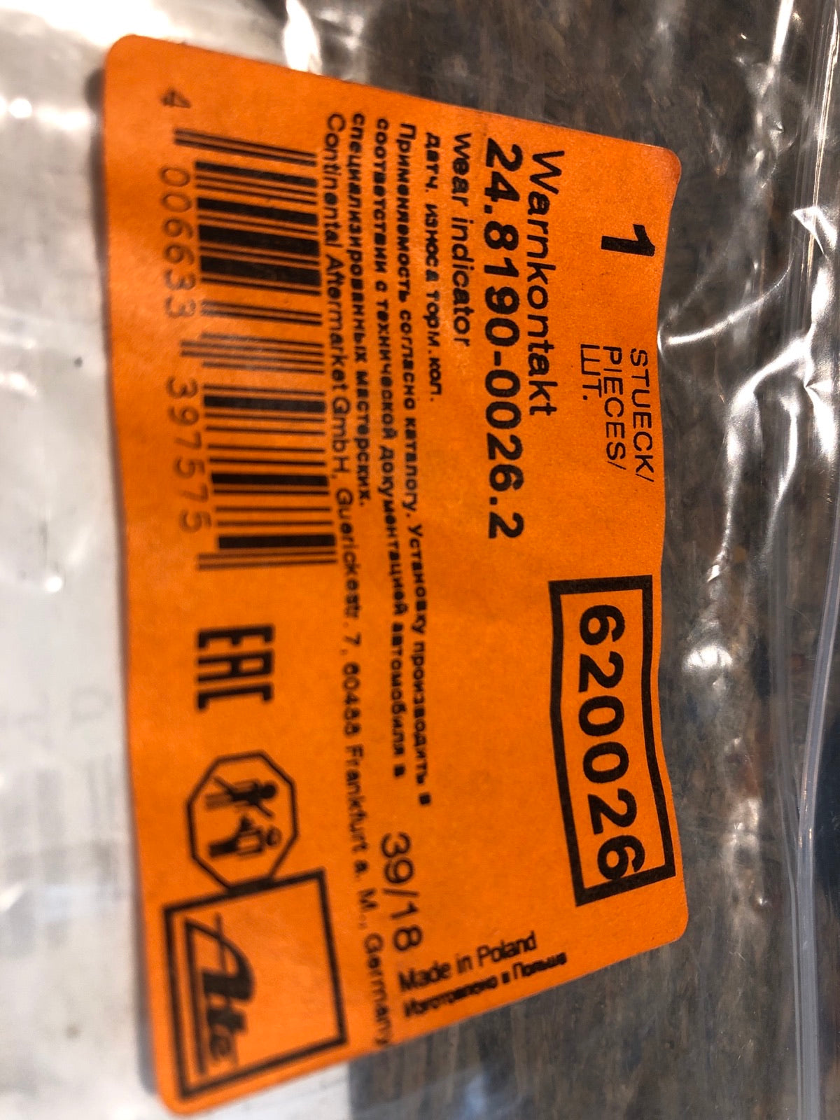 Original Warnkontakt Bremsbelagverschleiß Ford Transit Tourneo Neu