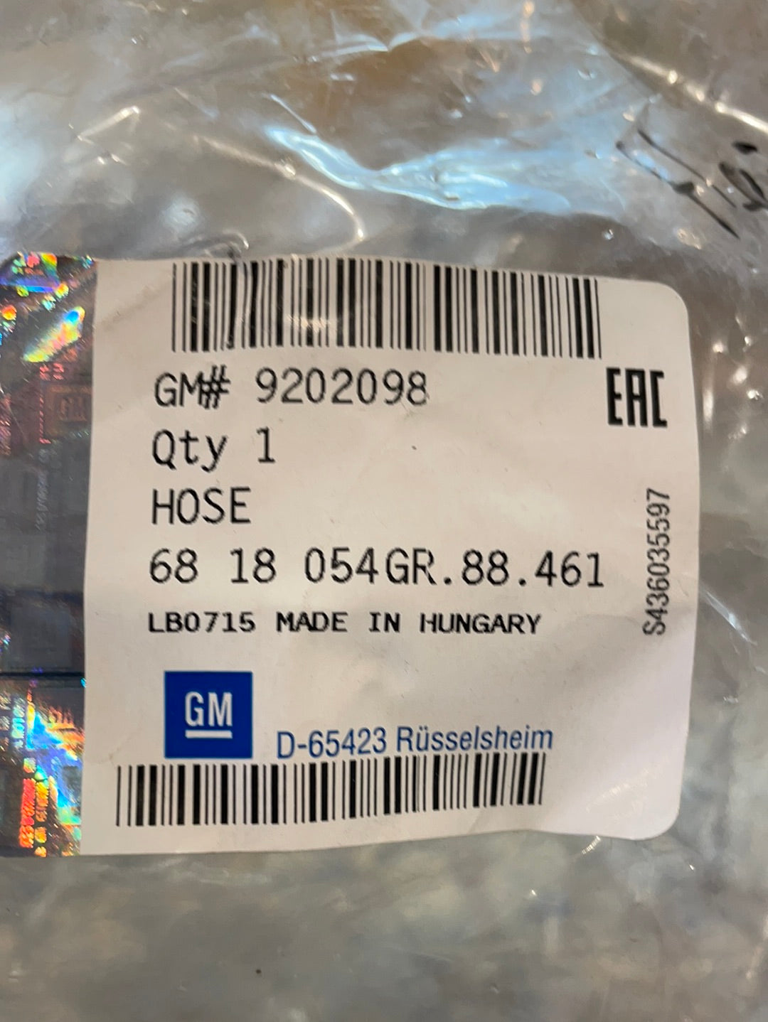 Original GM Opel Vectra C Z22SE Vorlauf Heizungsschlauch Neu