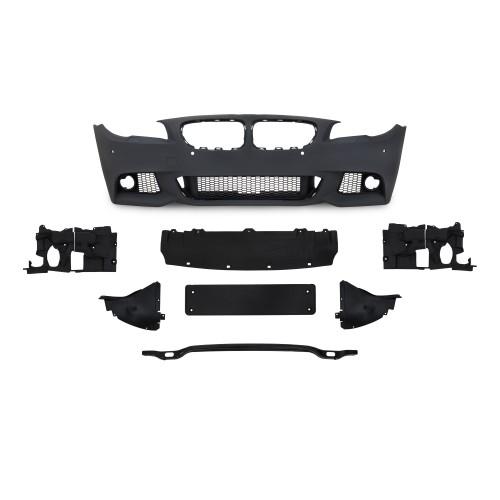 Frontstoßstange im Sport-Design mit Nebelscheinwerfereinsätzen passend für BMW 5er F10 Limousine Baujahr 01.2010-06.2015 und F11 Touring ab Baujahr 04.2010-