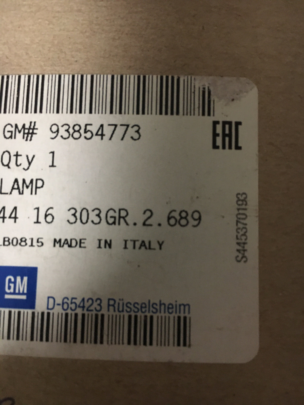 Original Vivaro A Kasten Kennzeichenleuchte NEU