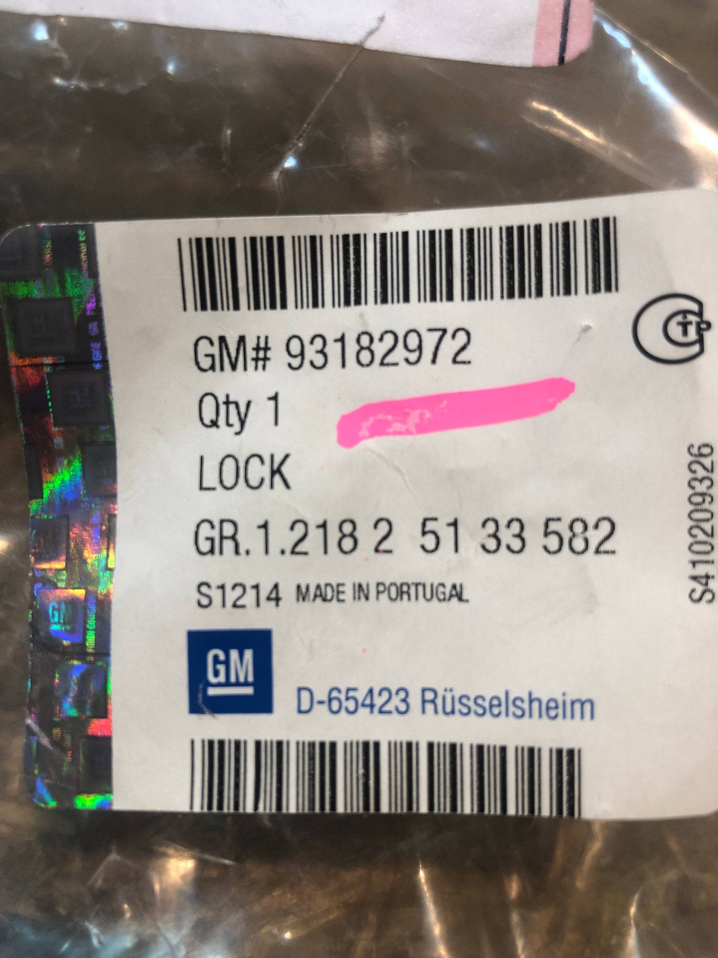 Original GM Opel Zafira C Zylinder und Schlüssel Hintertür Neu