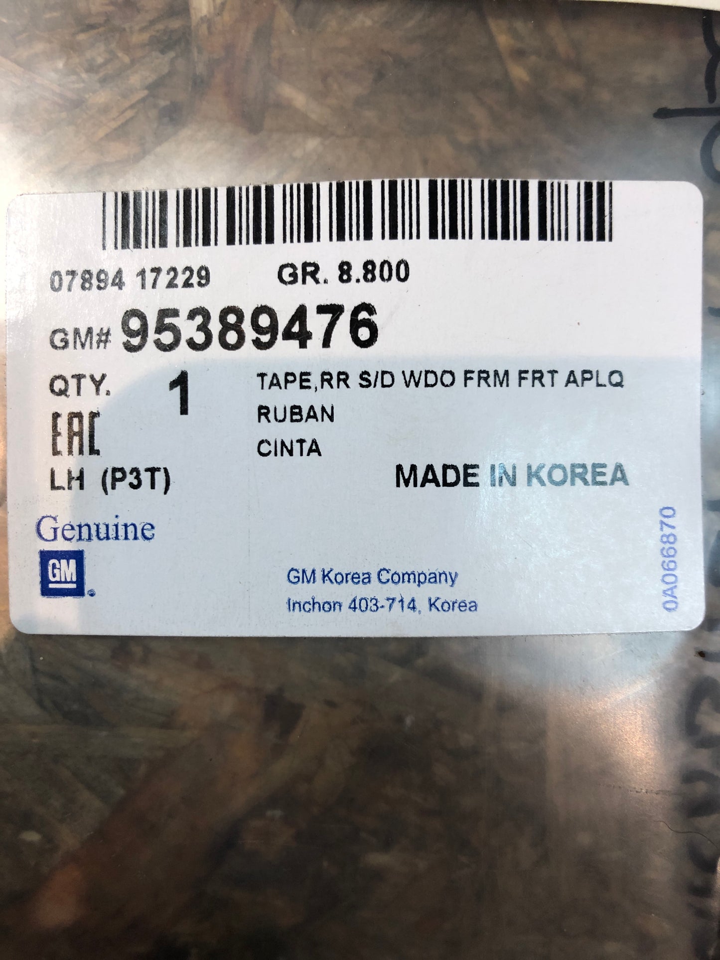 Original GM Opel Mokka Türendichtungsstreifen Hintertür Links Neu