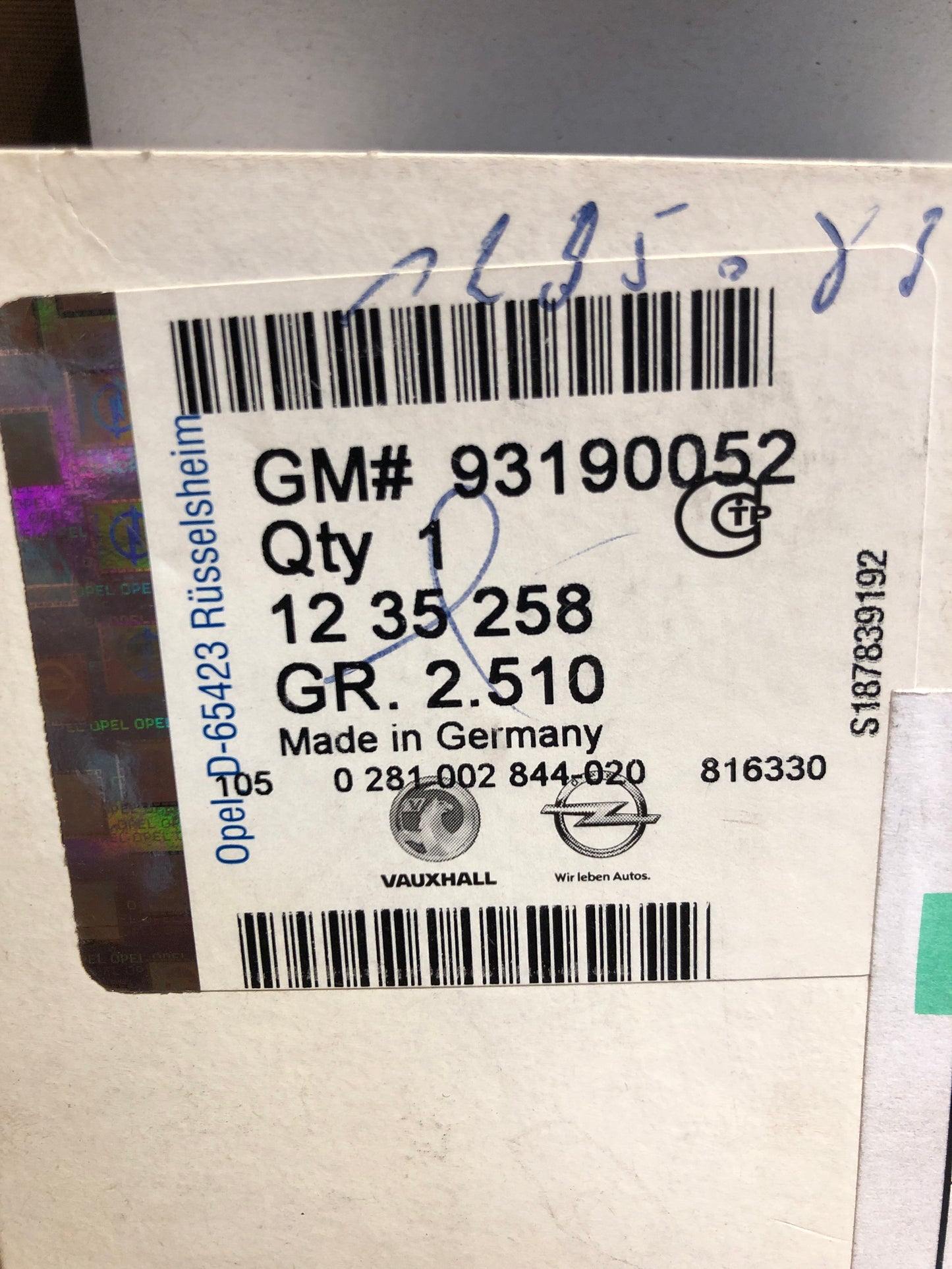 Original GM Opel Tigra B Twintop 1,3 CDTI Z13DT Sensor Saugrohrdruck Neu
