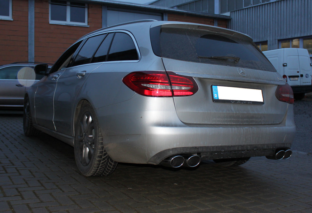 FOX Mercedes C-Klasse 205 Limousine/ T-Modell Endschalldämpfer rechts/links mit Y-Verbindungsrohr - 2x115x85 Typ 32 rechts/links