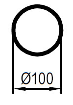 FOX Uni-Schalldämpfer rund mit Stutzen - Abwicklung 314 Ø 100mm, d1Ø 55mm d2Ø 55,5mm, Länge: 250mm