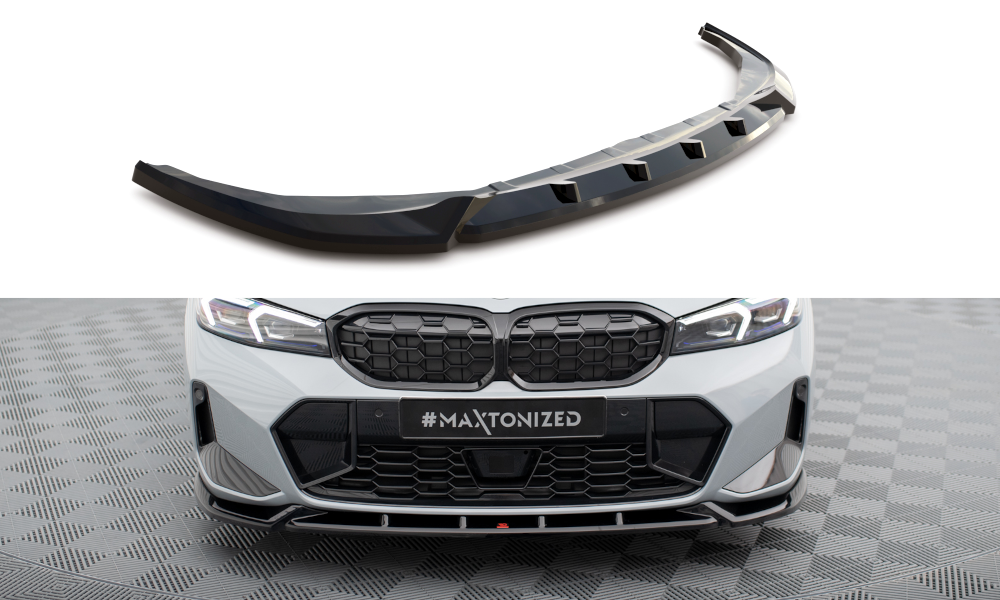Maxton Front Ansatz V.1 für BMW 3er M340i / M-Paket G20 / G21 Facelift schwarz Hochglanz