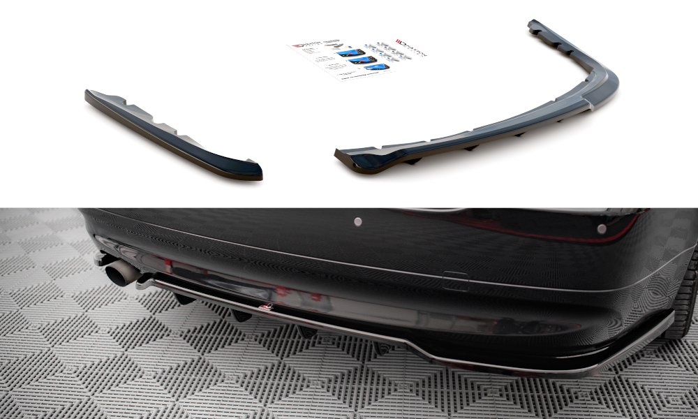 Maxton Mittlerer Diffusor Heck Ansatz DTM Look für BMW 3er Limousine E90 schwarz Hochglanz