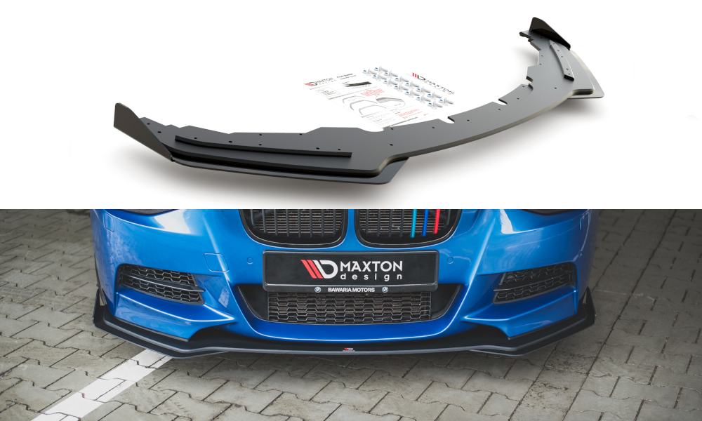 Maxton Robuste Racing Front Ansatz für passend +Flaps für BMW M135i F20 schwarz Hochglanz