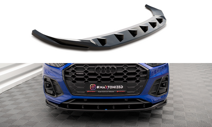 Maxton Front Ansatz V.2 für Audi SQ5 / Q5 S-Line SUV / Sportback Mk2 Facelift schwarz Hochglanz