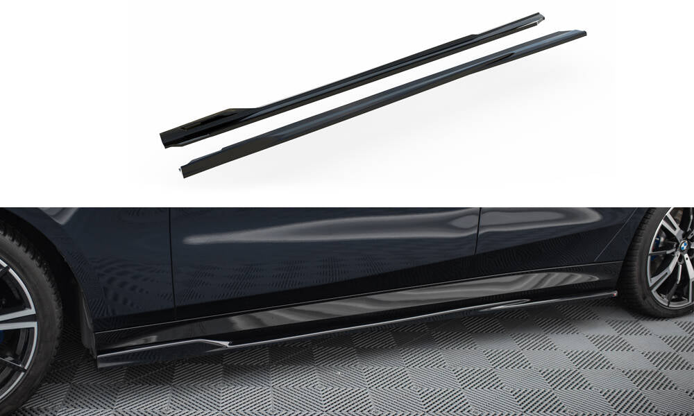 Maxton Seitenschweller Ansatz für V.1 für BMW 5er M-Paket G60 schwarz Hochglanz