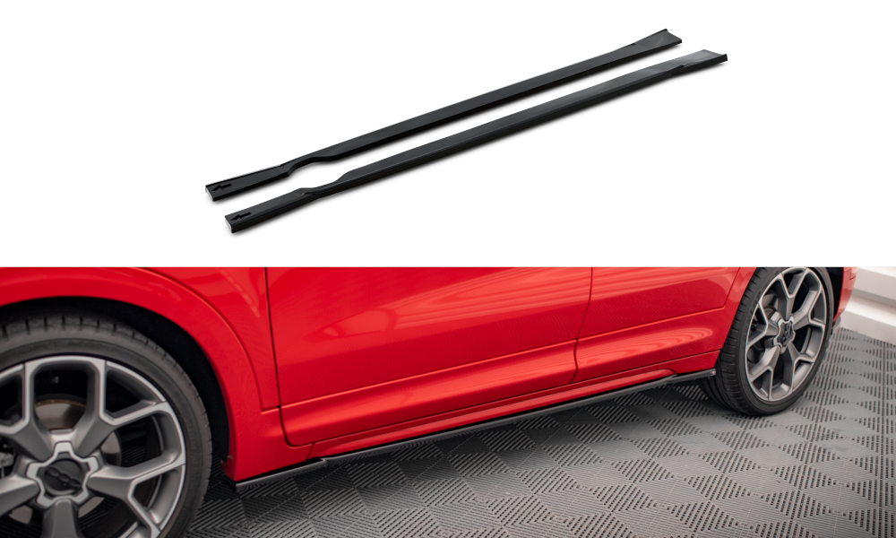 Maxton Seitenschweller Ansatz für Fiat 500X Sport Mk1 Facelift schwarz Hochglanz