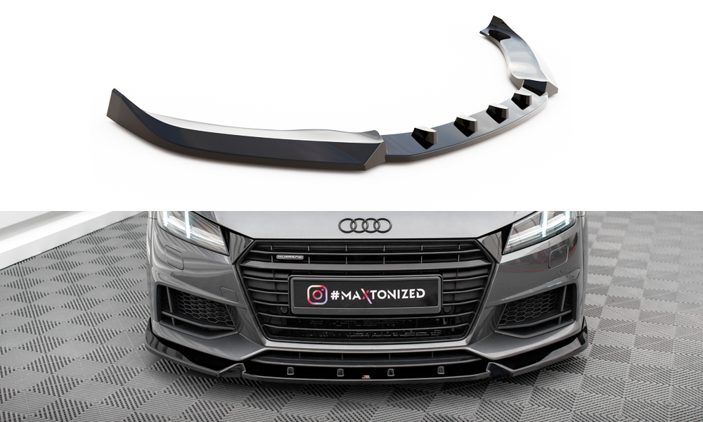 Maxton Front Ansatz V.2 für Audi TT S / S-Line 8S schwarz Hochglanz