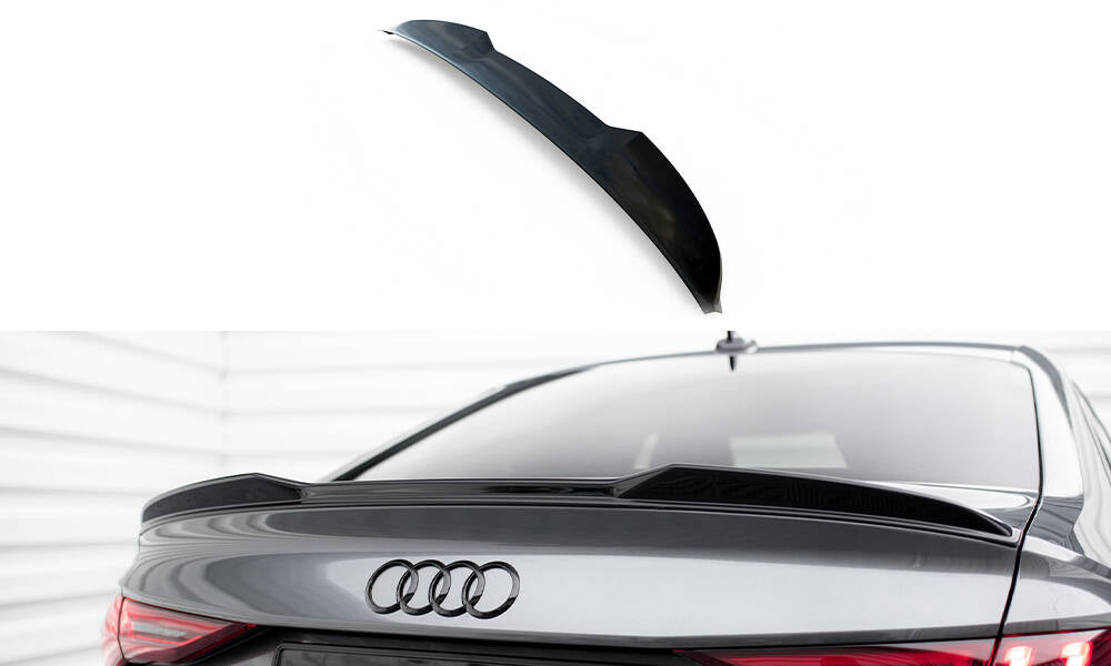 Maxton Spoiler CAP für 3D Audi A3 / A3 S-Line / S3 / RS3 Limousine 8Y schwarz Hochglanz