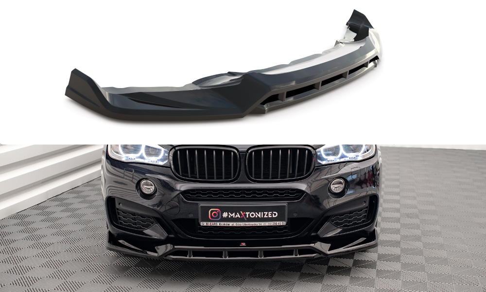 Maxton Front Ansatz V.3 für BMW X6 M-Paket F16 schwarz Hochglanz