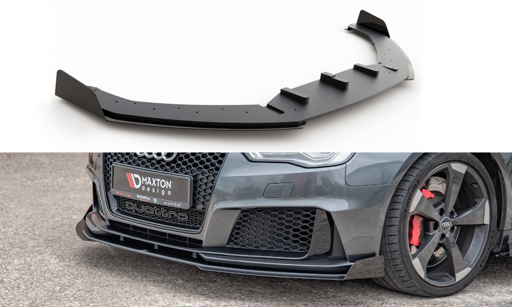 Maxton Robuste Racing Front Ansatz für passend +Flaps für Audi RS3 8V Sportback schwarz Hochglanz