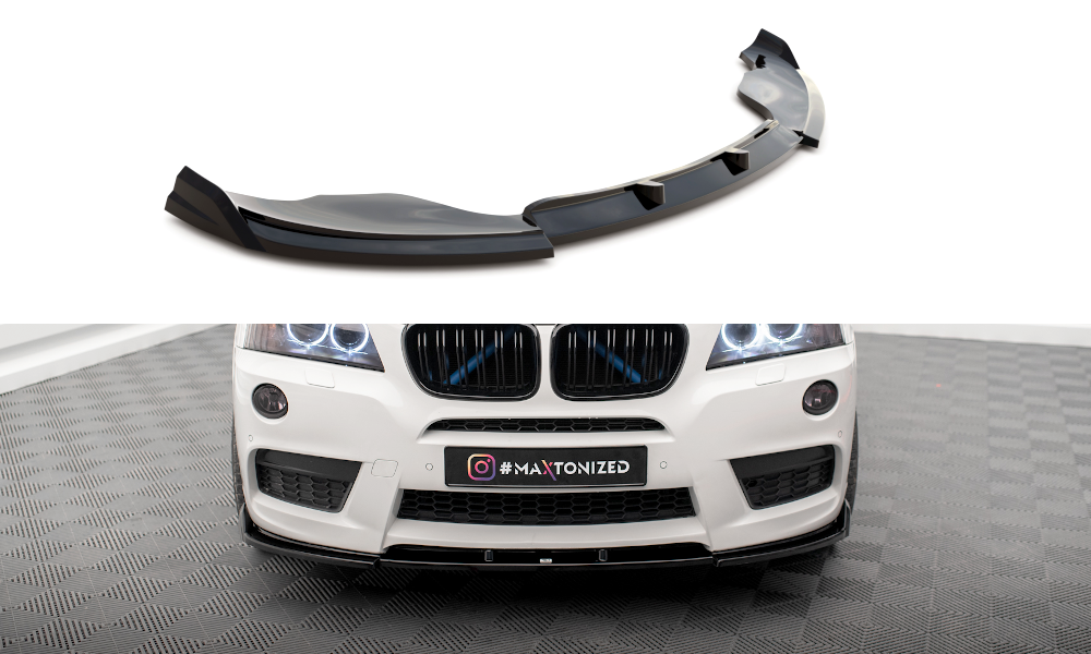 Maxton Front Ansatz für BMW X3 M-Paket F25 schwarz Hochglanz