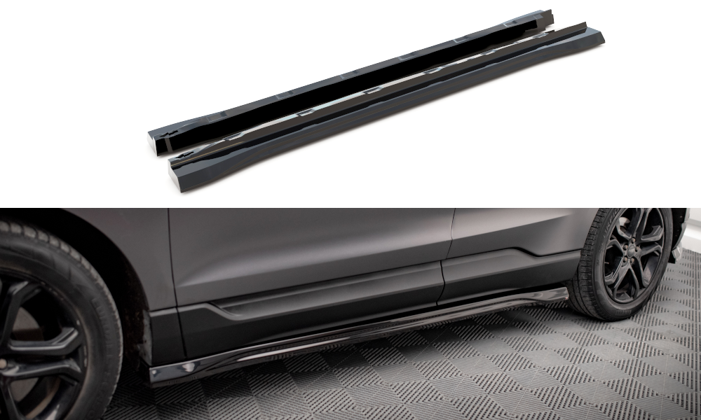 Maxton Seitenschweller Ansatz für Ford Edge Mk2 schwarz Hochglanz