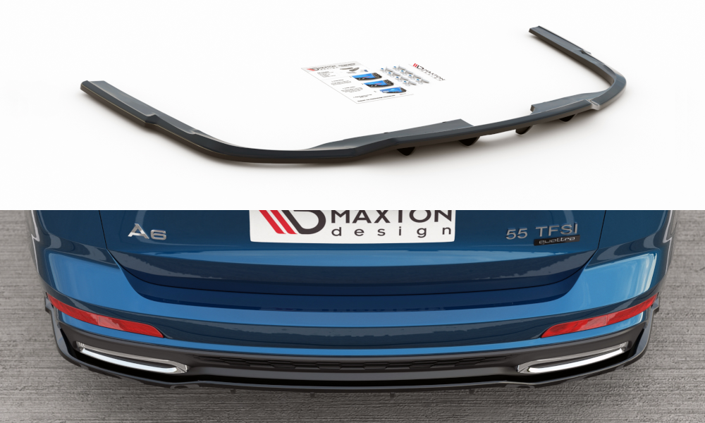 Maxton Mittlerer Diffusor Heck Ansatz DTM Look für Audi A6 S-Line C8 schwarz Hochglanz