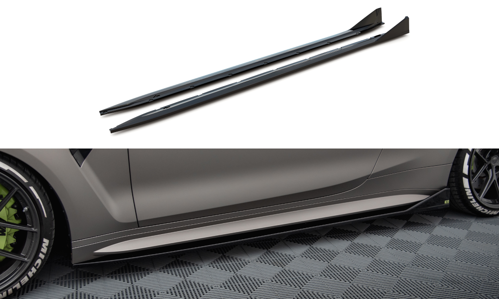 Maxton Seitenschweller Ansatz für V.3 für CSL Look BMW M4 G82 schwarz Hochglanz