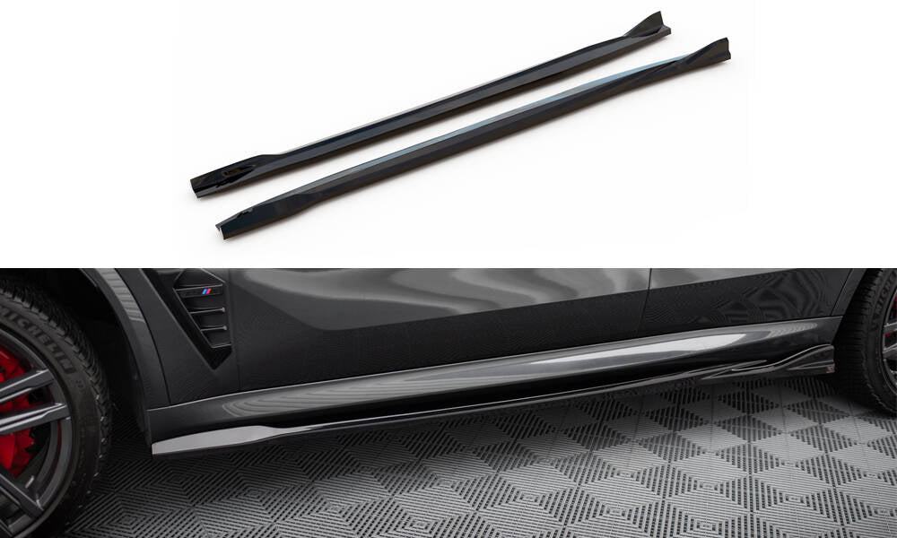 Maxton Seitenschweller Ansatz für BMW X5 M F95 Facelift schwarz Hochglanz