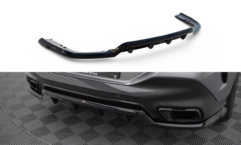 Maxton Mittlerer Diffusor Heck Ansatz DTM Look für V.1 BMW X6 M-Paket G06 Facelift schwarz Hochglanz