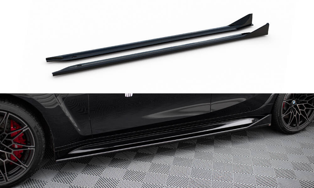 Maxton Seitenschweller Ansatz für V.3 für CSL Look BMW M3 G80 schwarz Hochglanz