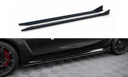 Maxton Seitenschweller Ansatz für V.3 für CSL Look BMW M3 G80 schwarz Hochglanz
